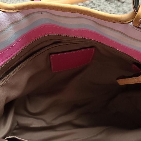 Coach Striped Flap Satchel Handbag - Picture 9 of 10